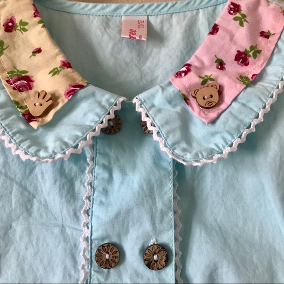 SUNBOREE Patchwork Blue Dress with Wooden Buttons - Picture 3 of 15